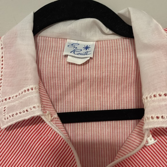 Vintage En Route cotton blend red/white striped top size 11/12 - Picture 2 of 5